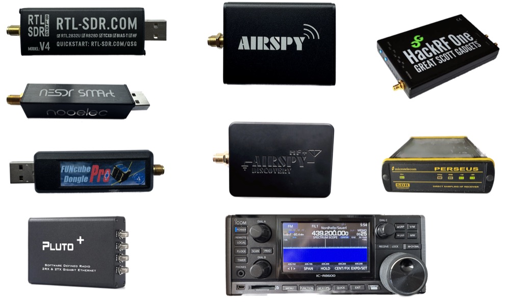 Supported USB receivers: RTL-SDR, NESDR, FUNcube Dongle Pro+, Pluto, Airspy, Airspy HF+, HackRF, Perseus and Icom IC-R8600